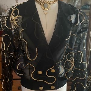 Vintage 80’s / 90’s Black/Gold Sheer Bomber Jacket